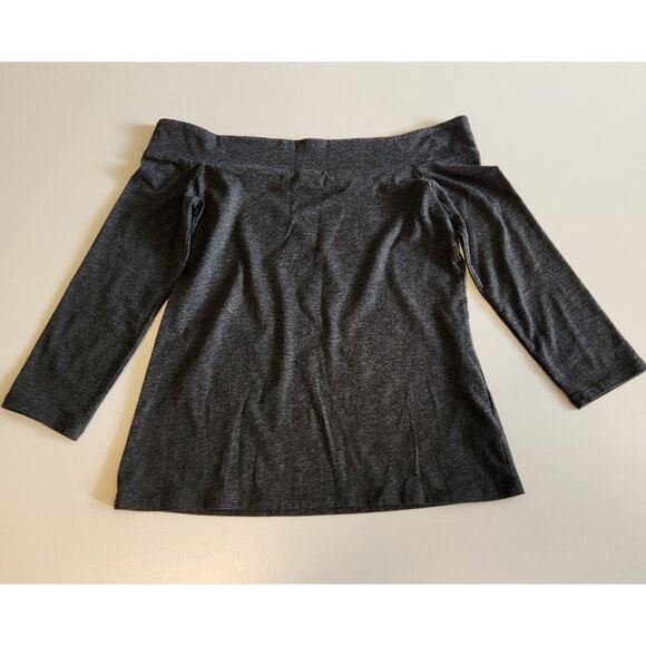 Ann Taylor LOFT Off The Shoulder‎ Top Tee Charcoal Gray Womens XSP EUC - Picture 3 of 7